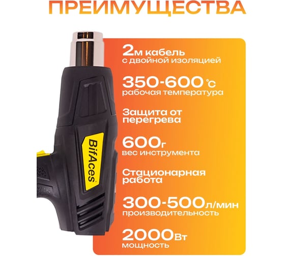 Фен строительный BifAces AHG-2000-2