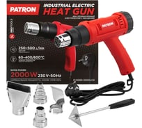 Фен промышленный электрический с насадками Patron 2000 Вт P-HG65-2000LCD(65568)