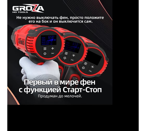 Фен строительный Grozatools iHG-650 QField G0802