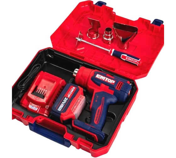 Фен строительный аккумуляторный emtop EHGN200315 1