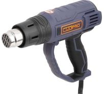 Фен технический MAX-PRO 2000 Вт, 60/350/600C, 500 л/мин, 0,76 кг, резиновый кабель, резиновые вставки, кор. 85252