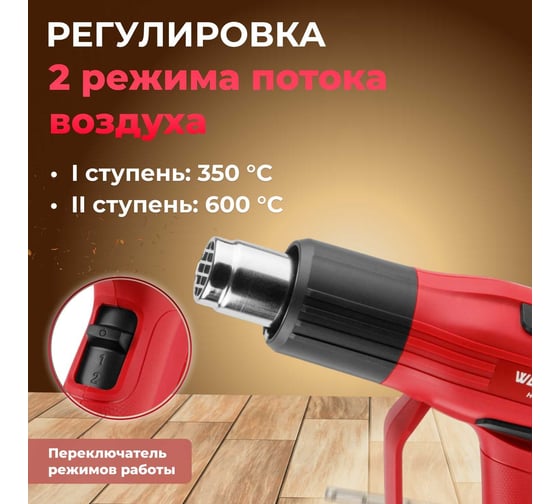 Строительный фен WORTEX термовоздуходувка HG 6020-1 0334327