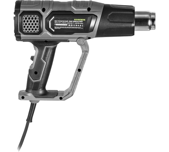 Технический фен FAVOURITE 2000 Вт, 2 режима работы, 60/60-600 С, 300-500 л/мин, LCD дисплей, набор насадок FHGP 2000LCD PROF