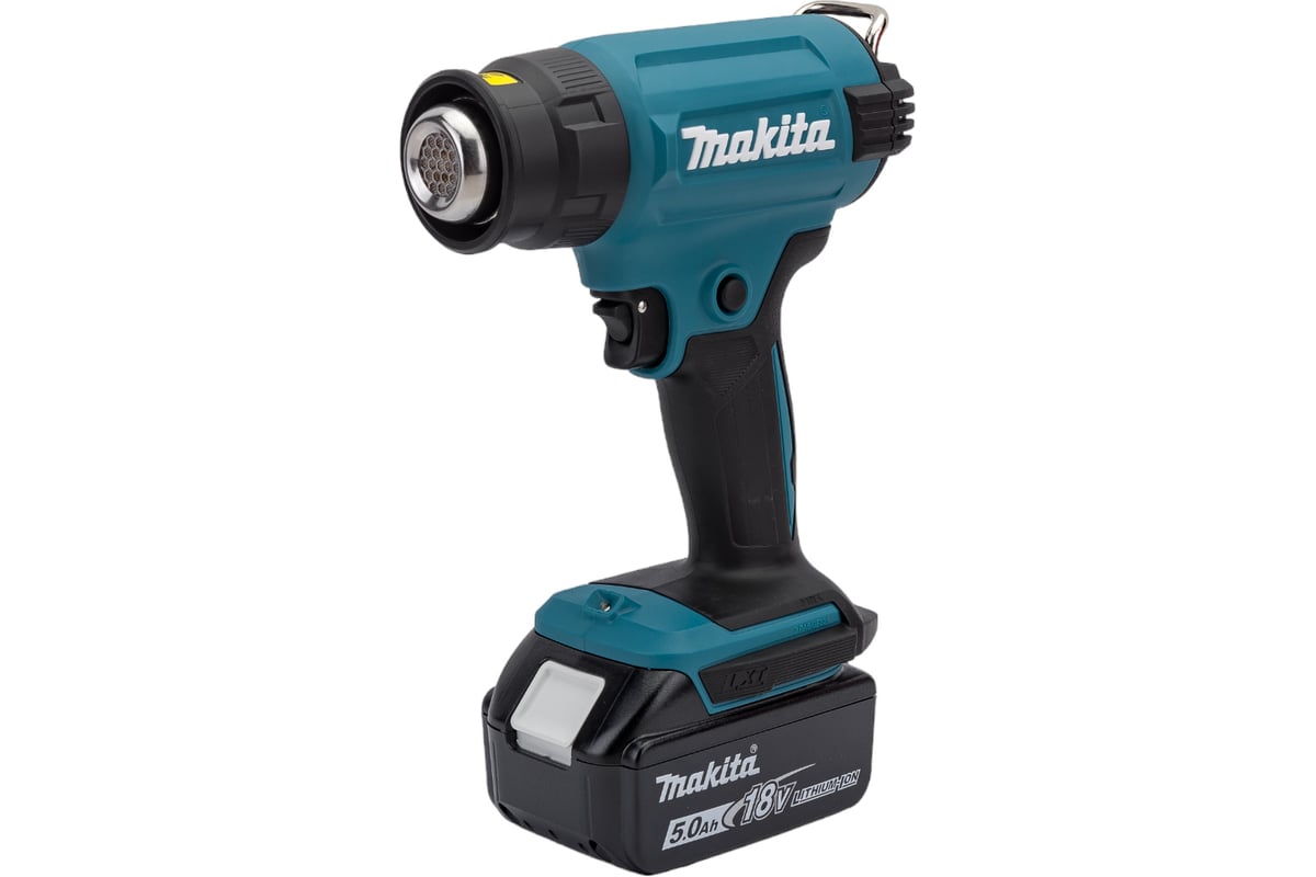 Аккумуляторный тепловой пистолет (фен) Makita LXT 18В, 550 град, кейс  MakPac,насадки, 5.0 Ач х 1, з/у DHG180RT1J - выгодная цена, отзывы,  характеристики, фото - купить в Москве и РФ