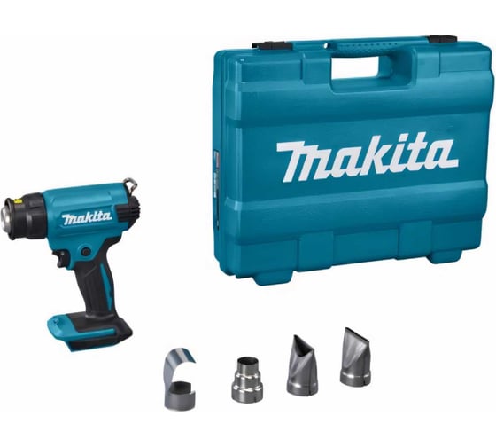 Аккумуляторный тепловой пистолет (фен) Makita LXT 18В, 550 град., кейс, насадки, защита от перезапуска, без аккум. и з/у DHG180ZK
