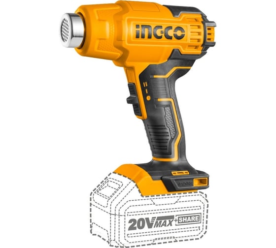 Аккумуляторный фен INGCO INDUSTRIAL 20 В, без АКБ и ЗУ HGLI2002