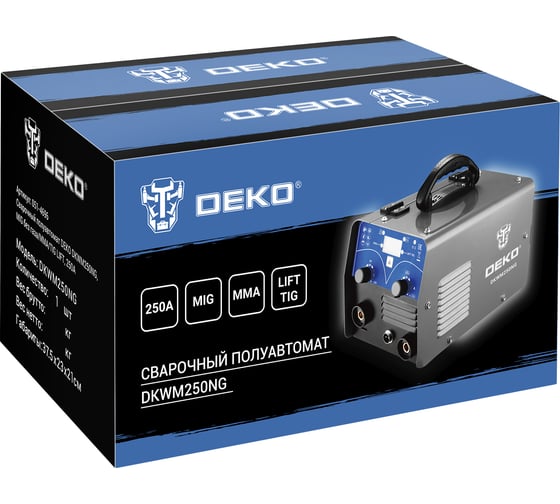 Сварочный полуавтомат DEKO DKWM250NG, MIG без газа/MMA/TIG LIFT, 250А 051-4696