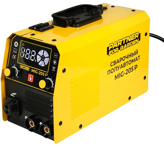Сварочный аппарат PARTNER FOR GARDEN mig 205 P инверторный полуавтомат для сварки 205 а, еврорукав, 5 в 1 ШК 5471