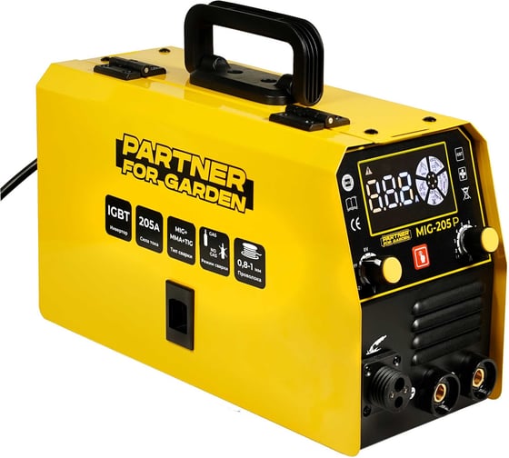 Сварочный аппарат PARTNER FOR GARDEN mig 205 P инверторный полуавтомат для сварки 205 а, еврорукав, 5 в 1 ШК 5471