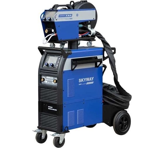 Сварочный полуавтомат Aurora SKYWAY 550 SYNERGIC (2 LCD) + выносной подающий, 10 м, водяное охлаждение 36182