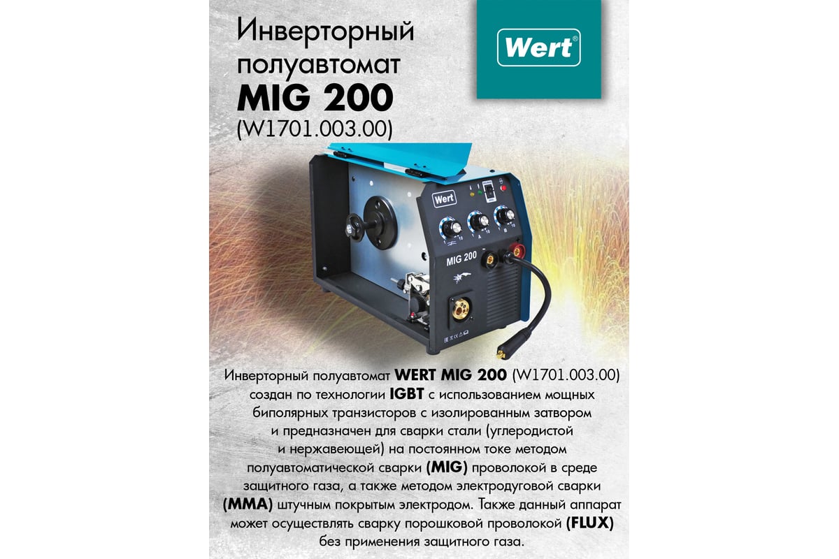 Сварочный аппарат WERT MIG/MAG MIG 200 (W1701.003.00) 195062