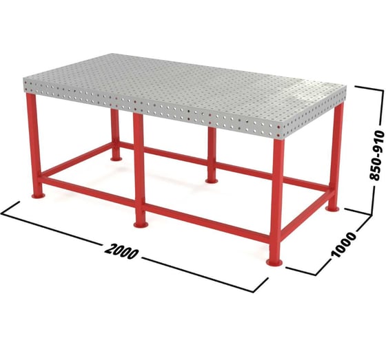 Сварочный стол Flamet 1000x2000, Profi 10 мм, подстолье с перемычками PBK-1000x2000-10