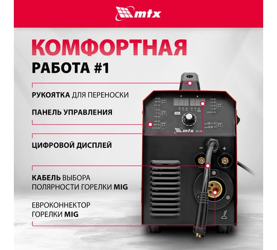 Инверторный полуавтомат сварки MTX MIG-200S 200 А, катушка 5 кг MTX 94303