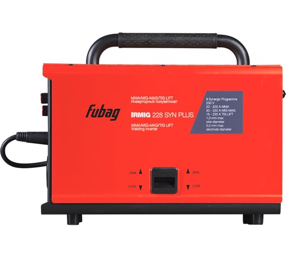 Сварочный полуавтомат FUBAG IRMIG 228 SYN PLUS (41381), Маска сварщика Хамелеон IR 9-13N S (38072), Сварочные краги на подкладке красные FWGN 10R (641180) 41381.4
