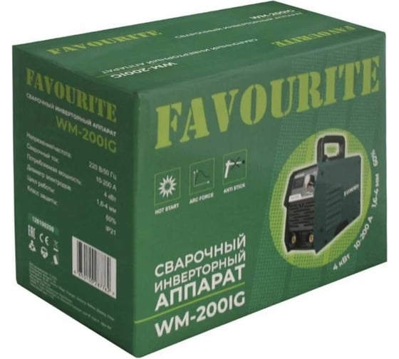 Сварочный инверт. аппарат FAVOURITE 10-200А, 4кВт, 1,6-4мм, ПВ60 WM-200IG 126100200