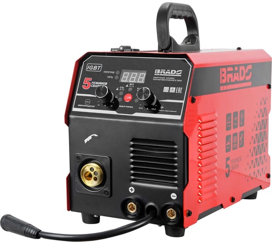Полуавтомат сварочный BRADO MIG/MMA-220L-23 220А, микропроцессор, MIG/FLUX/MMA/TIG, еврорукав 3 м 00-00023968
