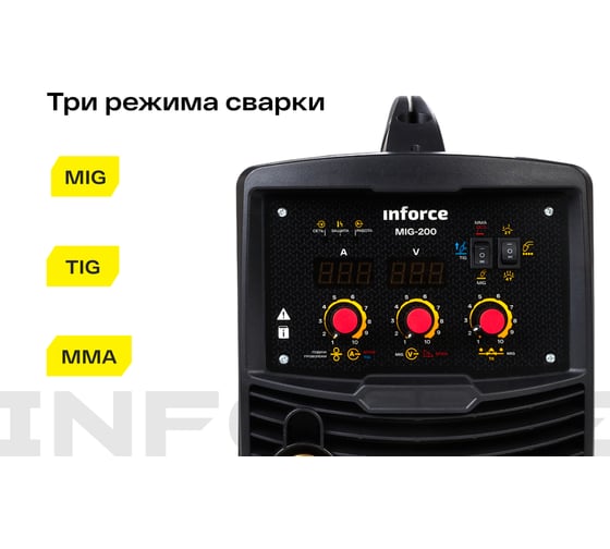 Сварочный полуавтомат-инвертор (200 A; EURO; ПВ 75%) Inforce MIG-200 04-08-03