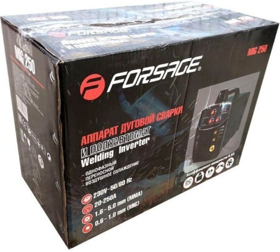 Сварочный аппарат Forsage Profi MIG, MMA (220V, 7.2кВт, 20-250А, электрод 1,6-5мм, проволока 0.6-1мм, к-т мощности 0.98, IP2IS) с аксессуарами F-MIG/MMA250(28271)
