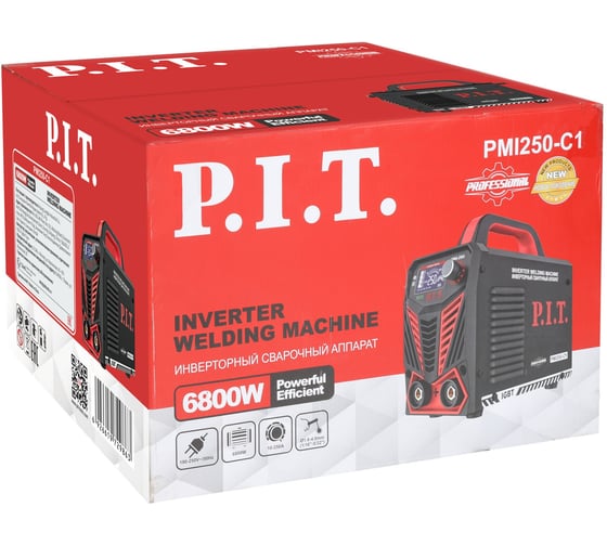 Сварочный аппарат P.I.T. IGBT 6.8кВт, 250А, ПВ-45, ММА 1.6-4.0мм,маска, краги, электроды PMI250-C1