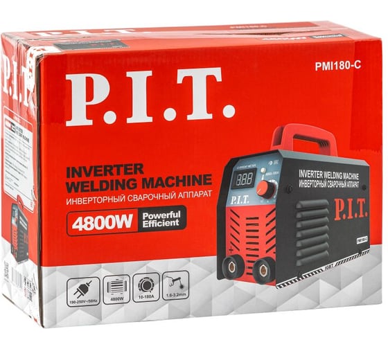 Сварочный инвертор P.I.T. IGBT 180 А,ПВ-60,1,6-3.2 мм,4,8квт, от пониж нап. 190,гор старт PMI180-C