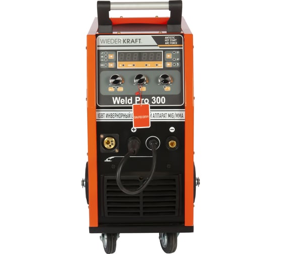 Сварочный инверторный аппарат WIEDERKRAFT 300A 380В MIG/MAG/MMA/Lift TIG горелка 24AK WELD Pro 300