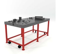 Сварочный стол с оснасткой Flamet 1000х2000  Optima 8 мм, подстолье с перемычками и колесами КОPBK-1000x2000-8