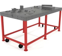 Сварочный стол с оснасткой Flamet 1000х2000 – Profi 10 мм, подстолье с перемычками и колесами КОPBK-1000x2000-10