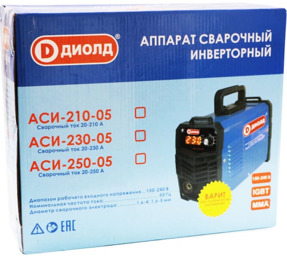 Сварочный инверторный аппарат ДИОЛД 210-05 30012300