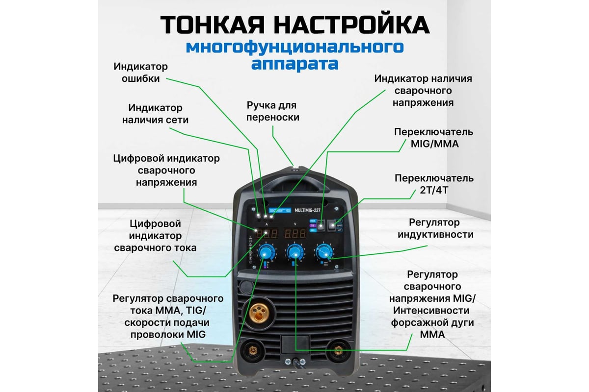 Сварочный полуавтомат SOLARIS MULTIMIG-227 - низкая цена, характеристики,  отзывы
