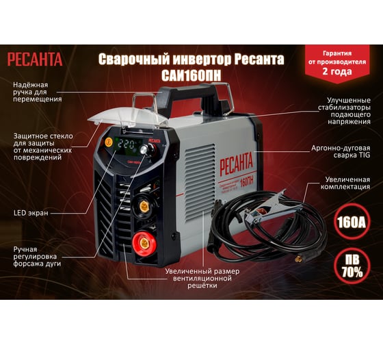 Сварочный инвертор Ресанта САИ 160 ПН 65/18