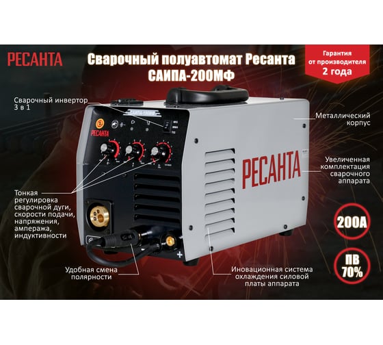 Сварочный полуавтомат Ресанта САИПА-200МФ (MIG/MAG/TIG) 65/24