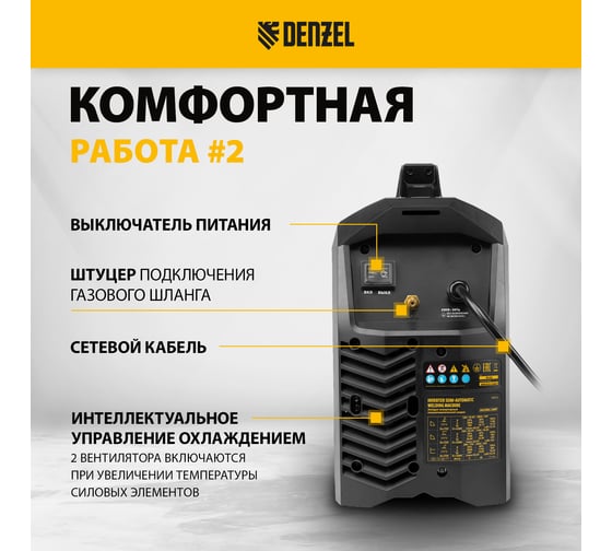 Инверторный аппарат полуавтоматической сварки Denzel multimig-200dp synergy double pulse, 200а 94313