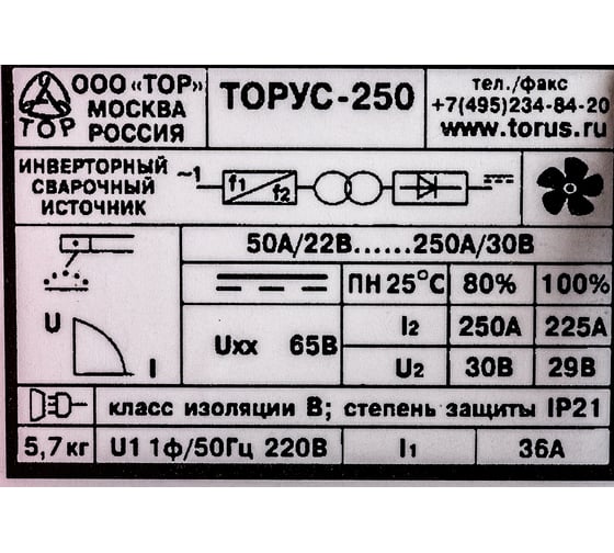 Сварочный инвертор ТОРУС-250 НАКС