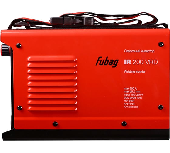 Инвертор MMA сварки FUBAG IR 200 VRD сварочный ток 200 А, рабочее напряжение 150-240 В 41328