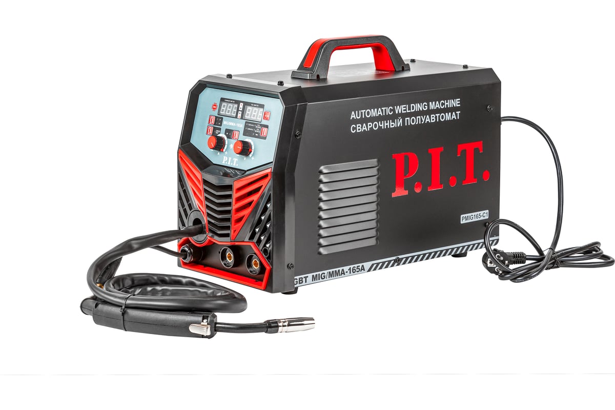 Сварочный полуавтомат P.I.T. 165А, ПВ-60, MMA 1.6-4 мм, 4.8 кВт, MIG  0.8-1.0 мм PMIG165-C1