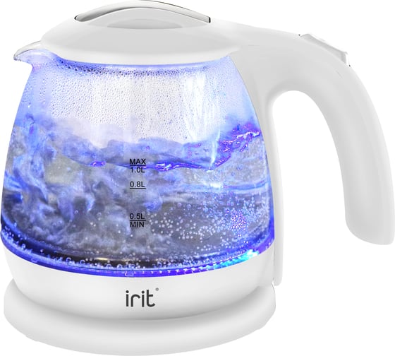 Электрический чайник IRIT стеклянный белый IR-1116