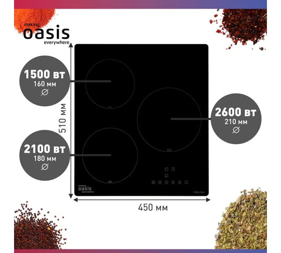 Варочная индукционная панель OASIS P-3IBS