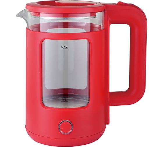 Чайник ENERGY e-256 1.5 л, стекло, красный 164152