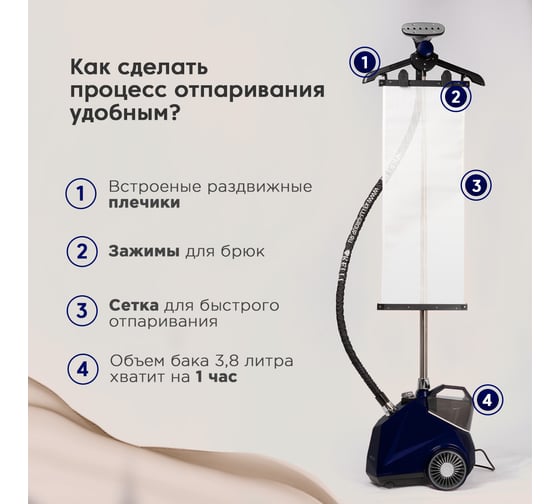 Стационарный отпариватель KELLI синий KL-817-B