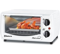 Электрическая духовка Sakura SA-7018W 10 л, 1000 Вт, таймер, автоматическая выдвижная решетка 00000039698