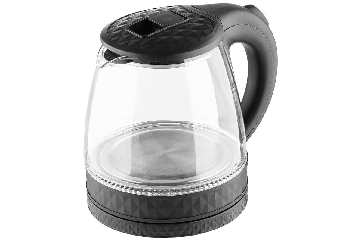 Чайник  hs-1053 1.2 л, стекло, пластик, черный 106463 .