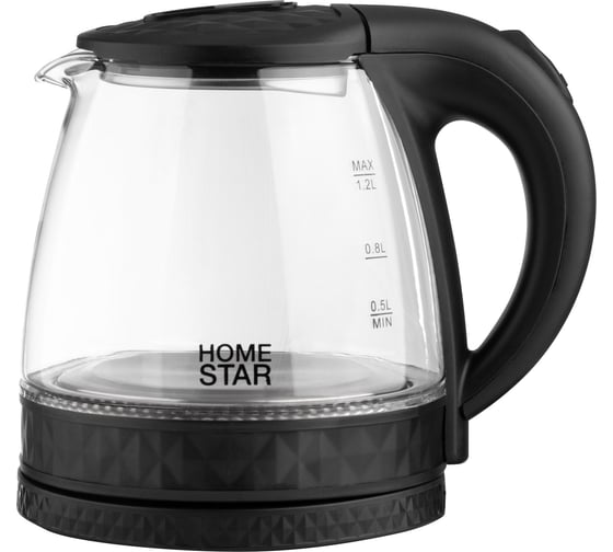 Чайник Homestar hs-1053 1.2 л, стекло, пластик, черный 106463