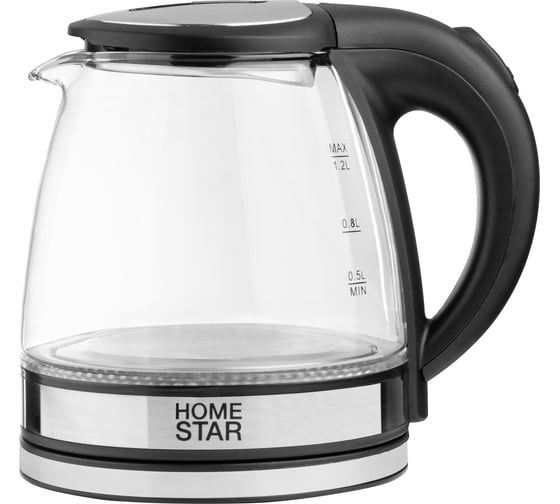 Чайник Homestar hs-1052 1.2 л, стекло, пластик, черный 106462