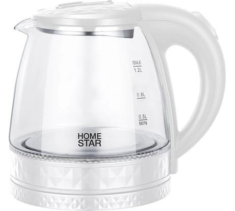 Чайник Homestar hs-1053 1.2 л, стекло, пластик, белый 106464