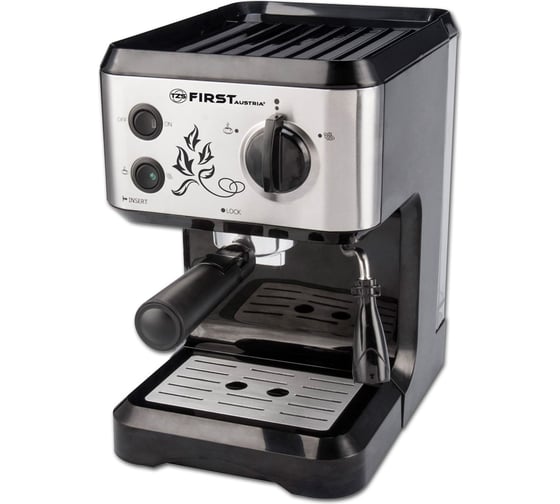 Кофеварка FIRST 5476-1 Black 1050 Вт, 15 бар, 1.25 л, капучинатор FA-5476-1