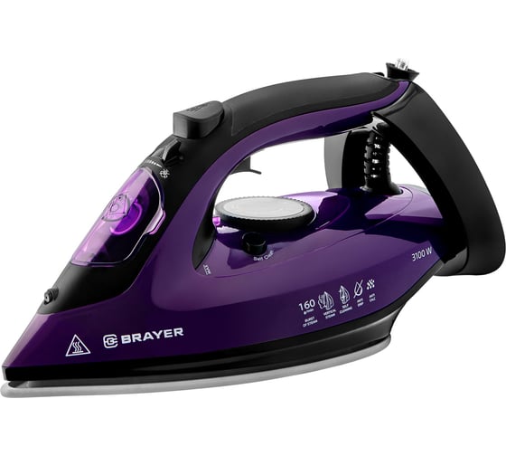 Утюг BRAYER 4012BR 3100 Вт, керамическое покрытие подошвы, пар 160 г/мин, антикапля, функция разбрызгивания, 265 мл, вертикальное отпаривание BR4012 1