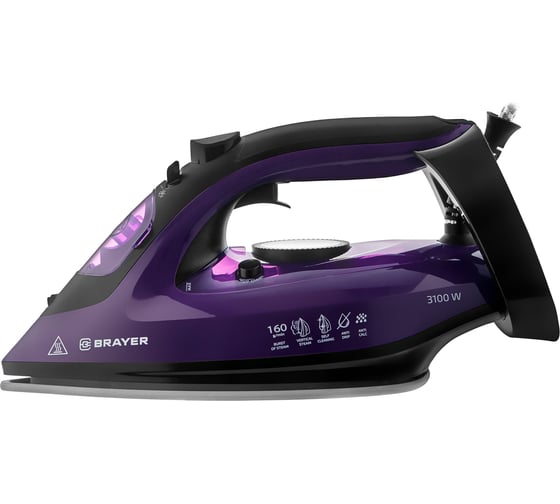 Утюг BRAYER 4012BR 3100 Вт, керамическое покрытие подошвы, пар 160 г/мин, антикапля, функция разбрызгивания, 265 мл, вертикальное отпаривание BR4012