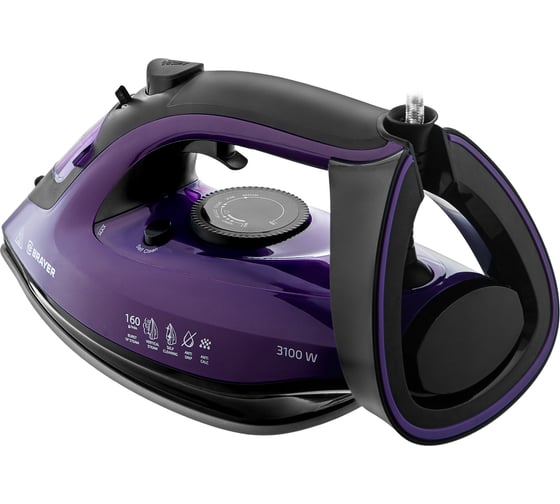 Утюг BRAYER 4012BR 3100 Вт, керамическое покрытие подошвы, пар 160 г/мин, антикапля, функция разбрызгивания, 265 мл, вертикальное отпаривание BR4012
