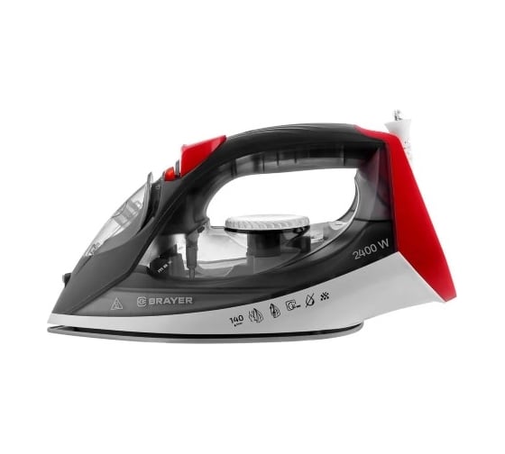 Утюг BRAYER 4012BR 2400 Вт, керамическое покрытие подошвы, пар 140 г/мин, антикапля, функция разбрызгивания, 330 мл, вертикальное отпаривание BR4011