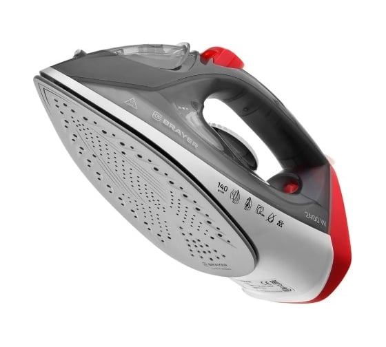 Утюг BRAYER 4012BR 2400 Вт, керамическое покрытие подошвы, пар 140 г/мин, антикапля, функция разбрызгивания, 330 мл, вертикальное отпаривание BR4011